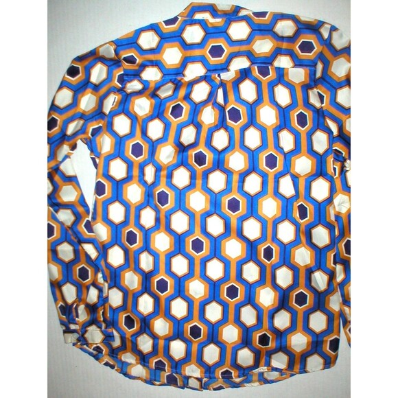 Womens New The Limited Blouse Work Play Blue Orange Cream Geometric Purple S Top - Picture 11 of 12
